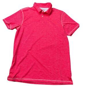 BKE Men’s Neon Coral Performance Polo Shirt Medium Stretch Golf Activewear